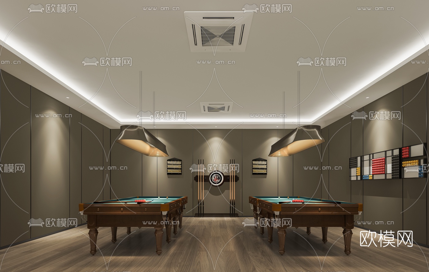 现代台球室免费3d模型