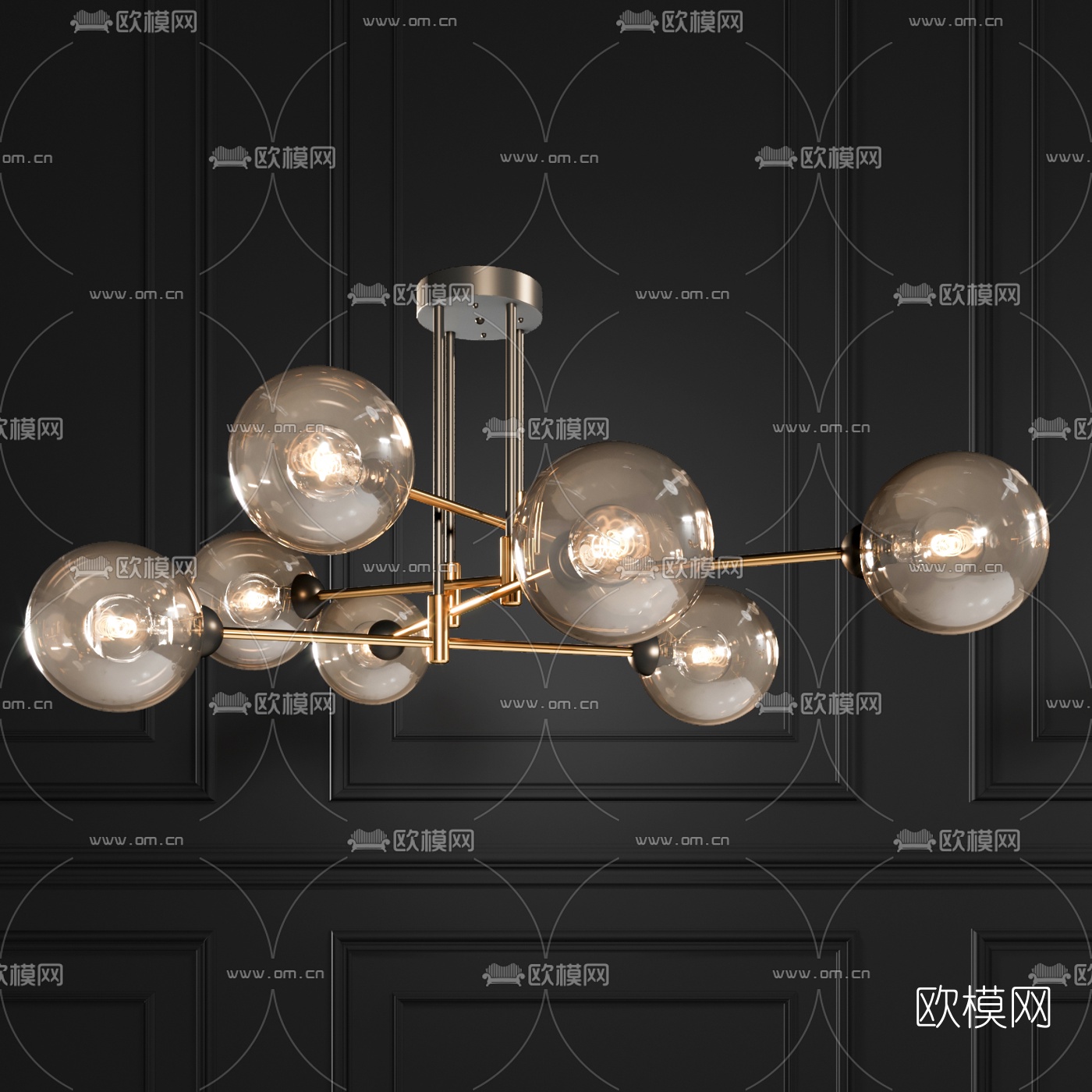 现代金属玻璃吊灯3d模型