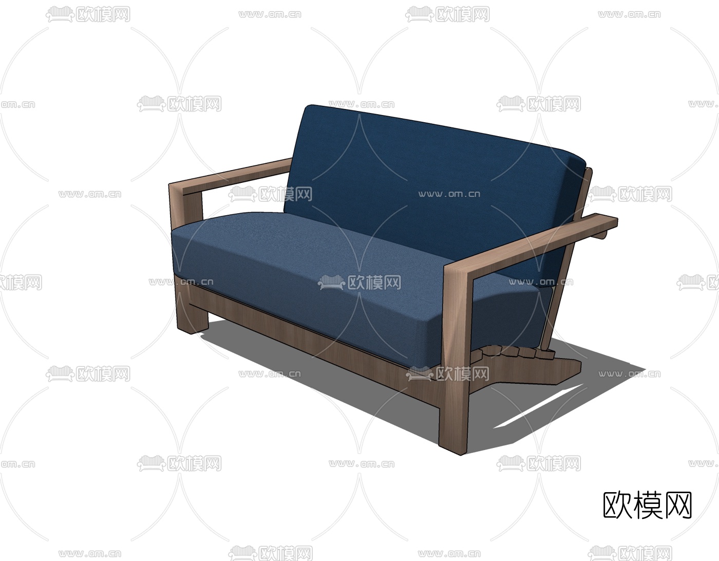 现代布艺双人沙发免费su模型下载