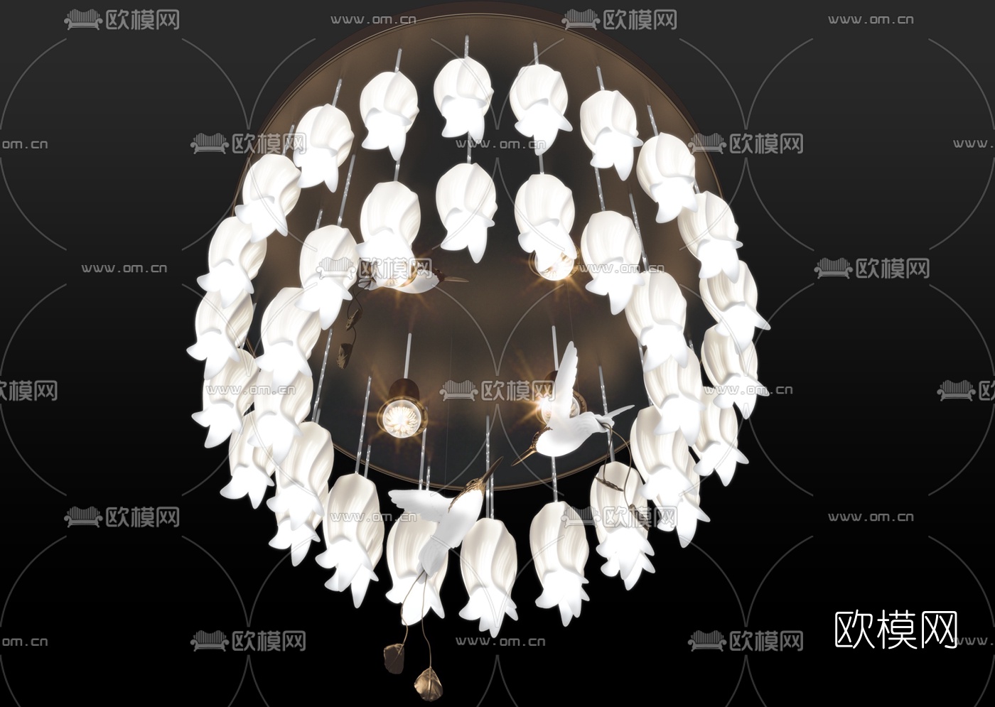 现代金属装饰灯组合3d模型