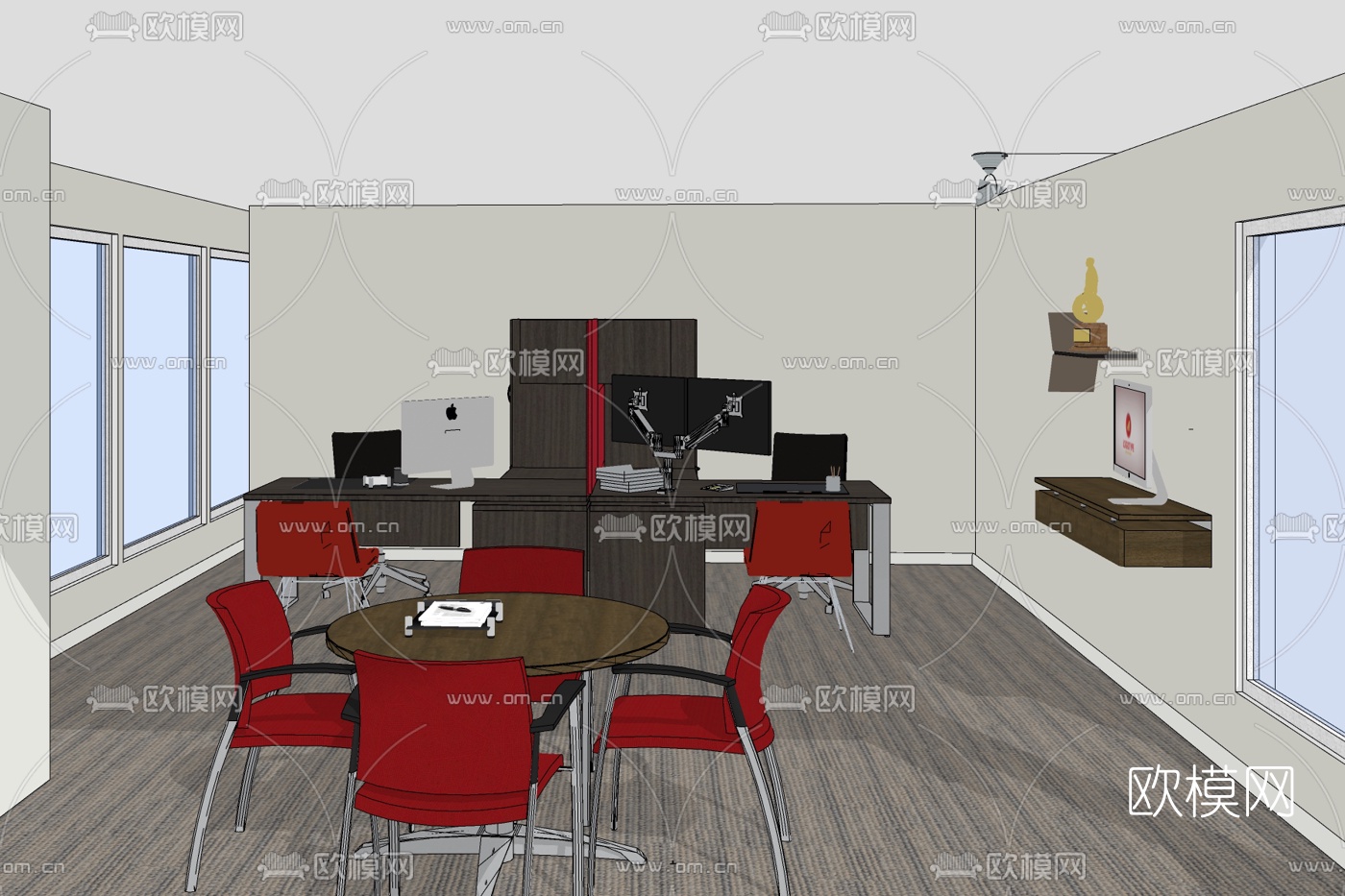 现代办公室免费su模型下载