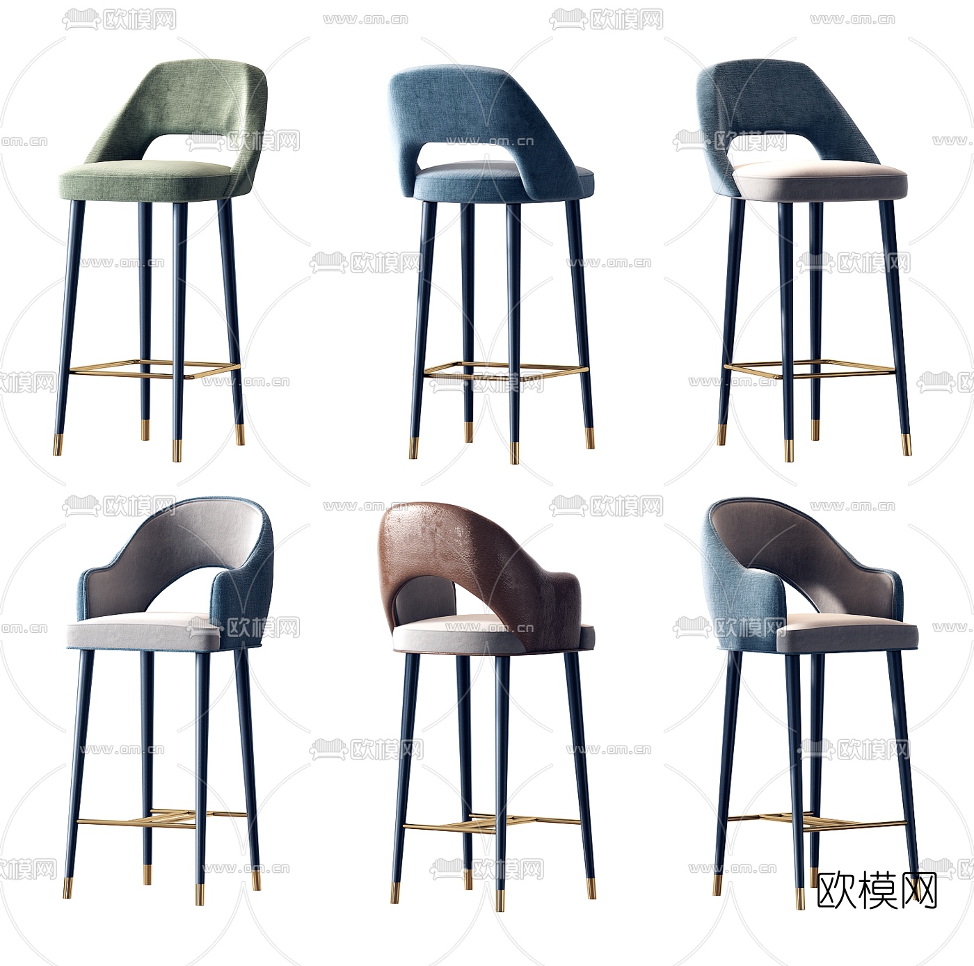 现代轻奢吧椅3d模型下载