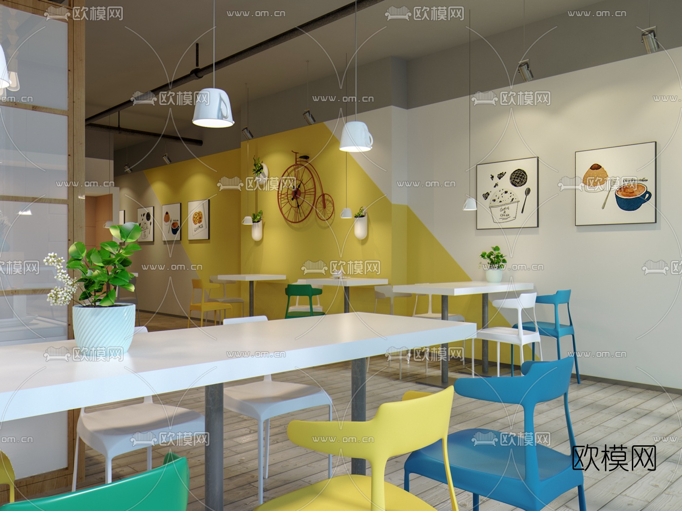 北欧甜品店咖啡店3d模型
