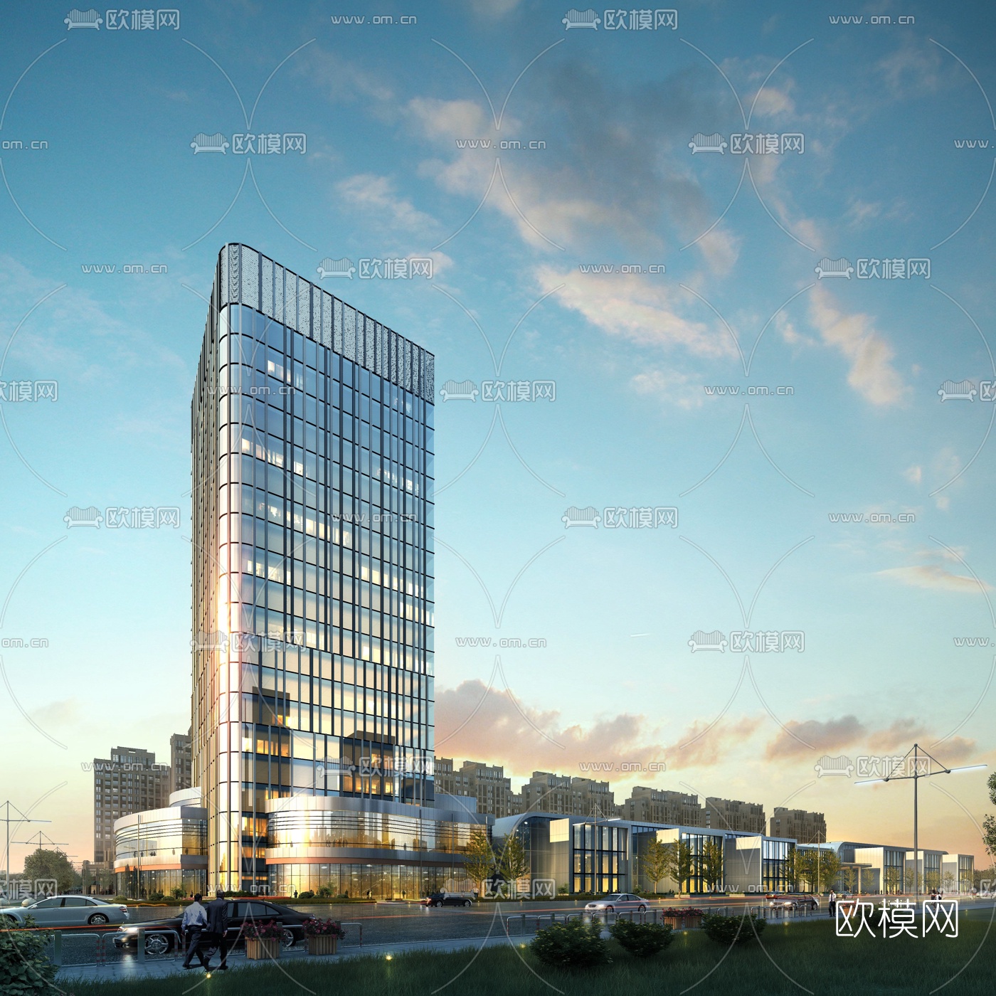 现代商业广场建筑外观3d模型下载