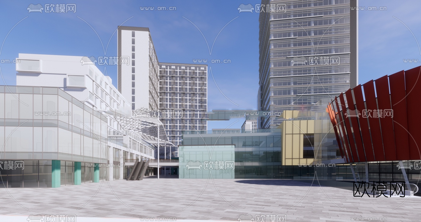 现代高层办公楼su模型下载（渲染图6）
