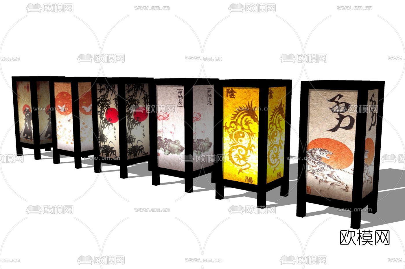 日式落地灯免费su模型下载