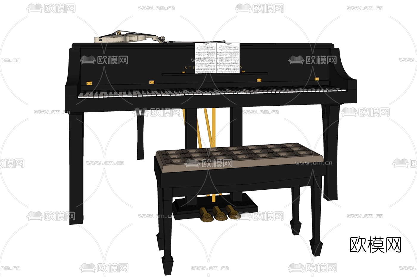 欧式钢琴免费su模型下载