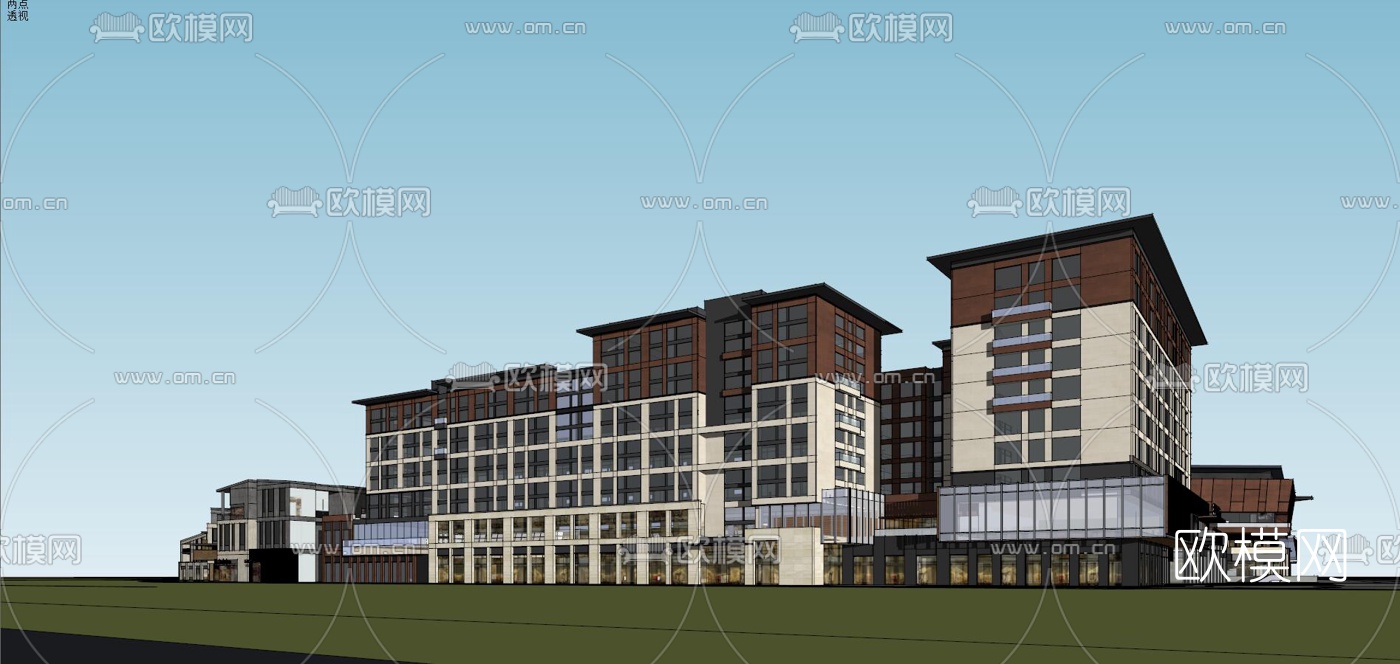 现代商业综合体su模型下载（渲染图3）