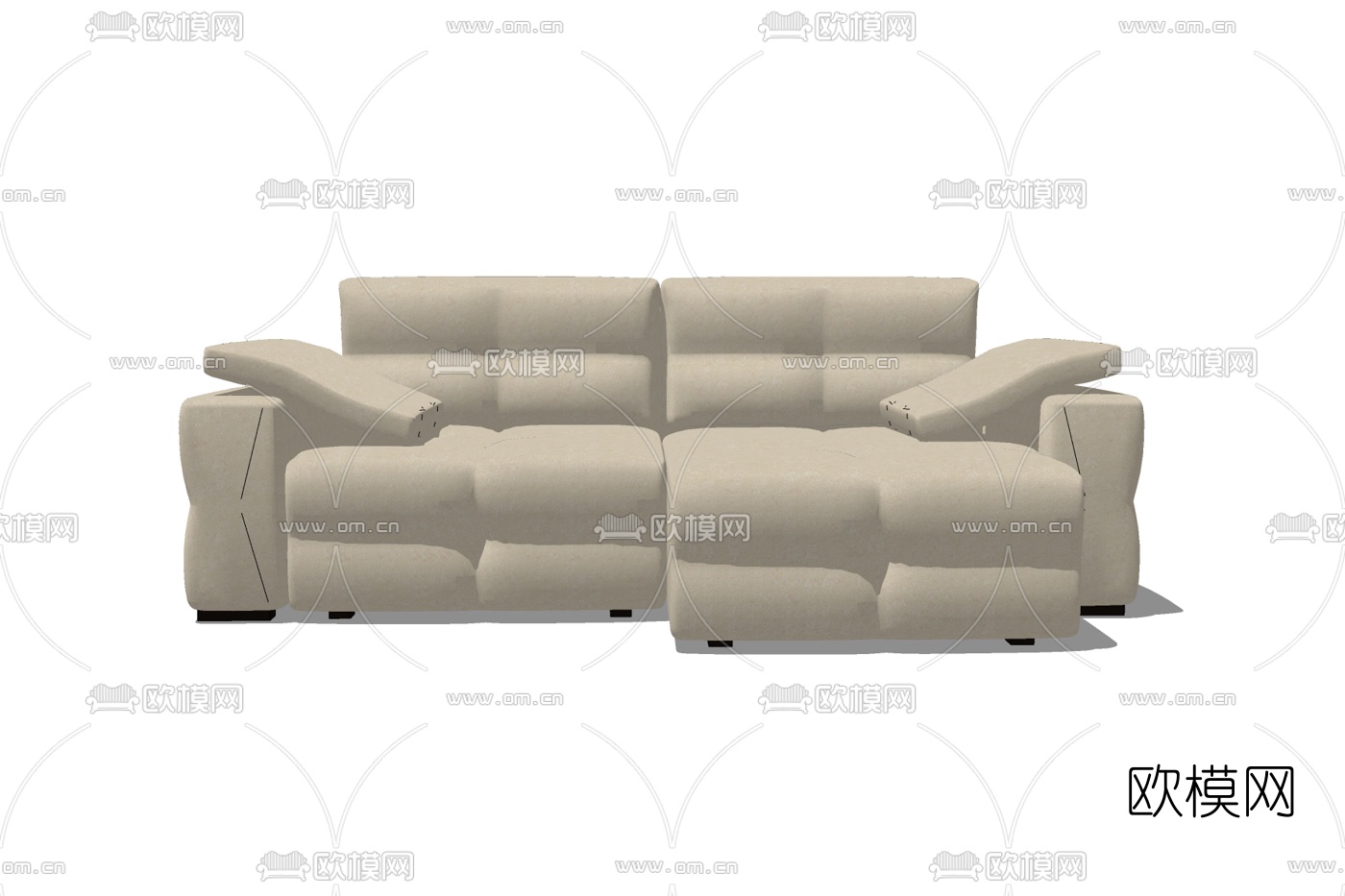 现代布艺双人沙发免费su模型下载