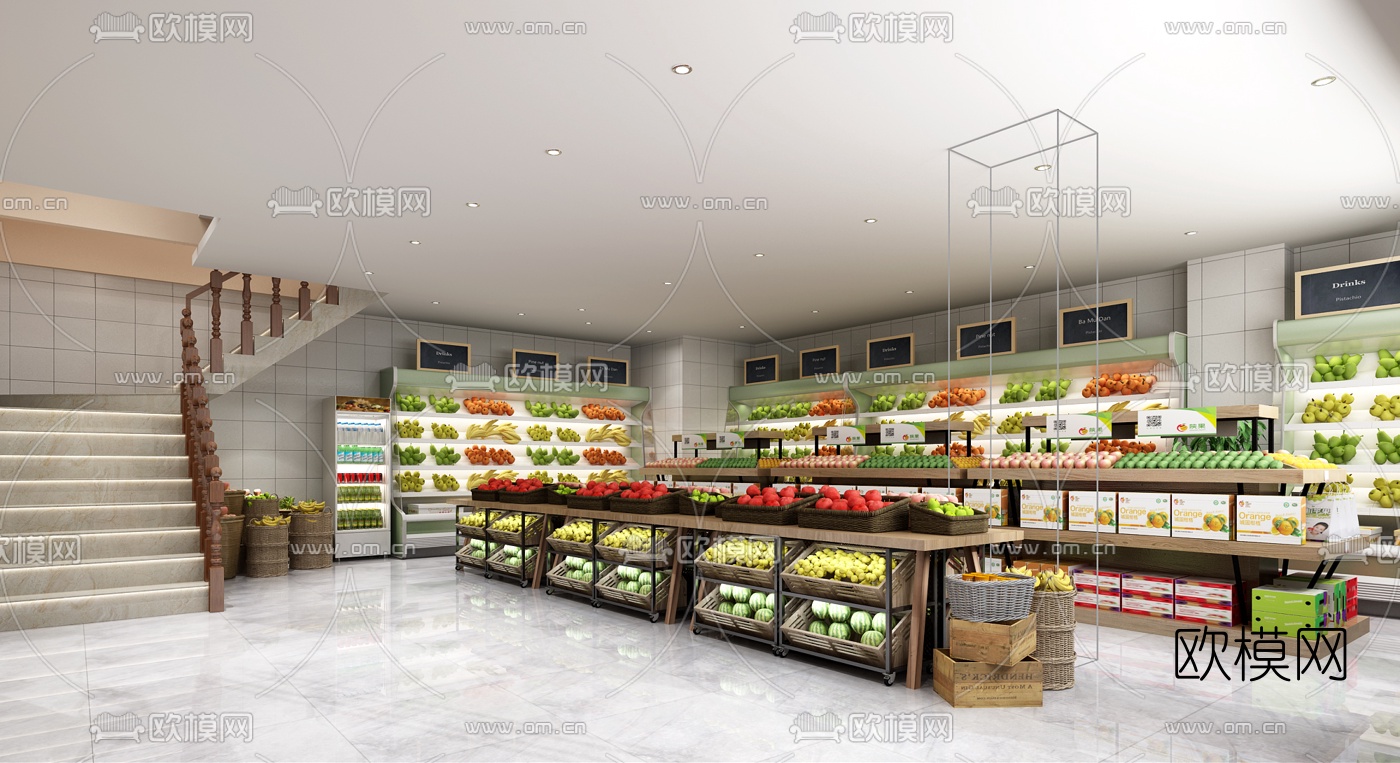 现代水果店免费3d模型