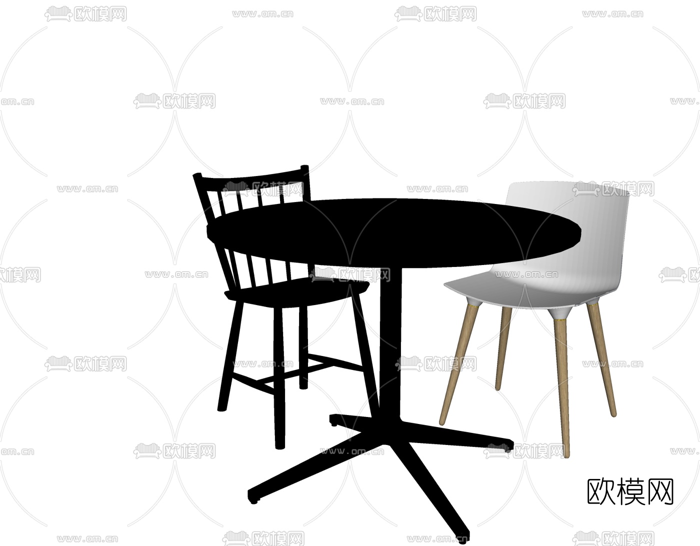 北欧休闲桌椅免费su模型下载