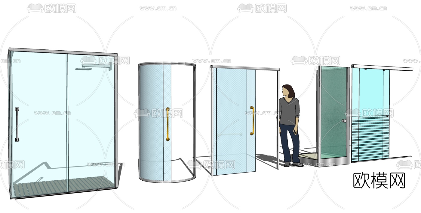 现代玻璃沐浴房su模型下载（渲染图2）