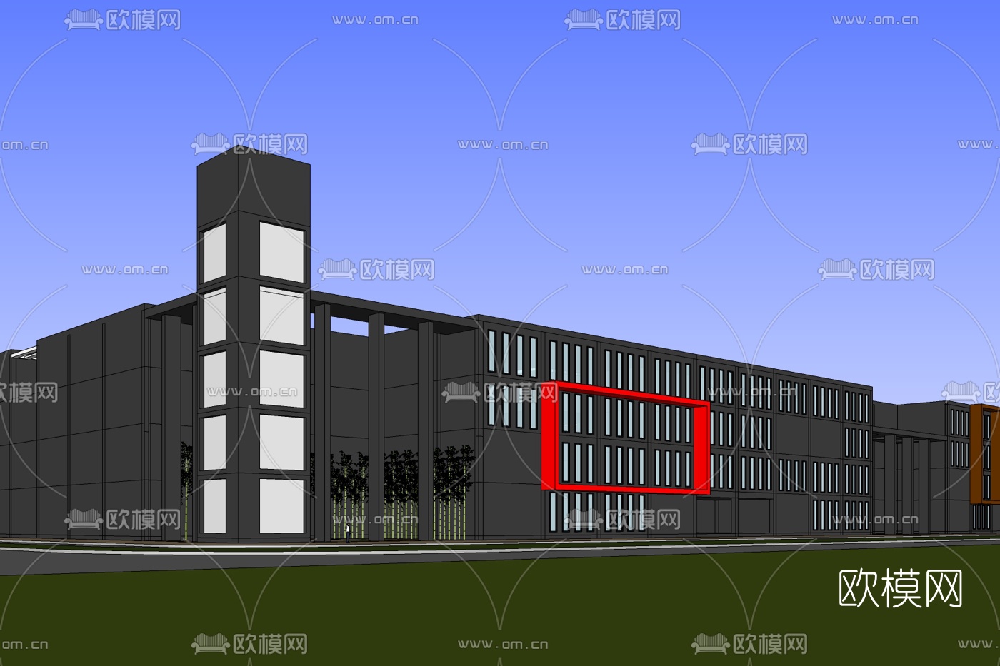 现代办公楼免费su模型下载