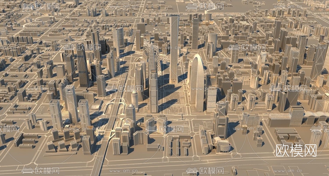 现代城市建筑鸟瞰3d模型下载（渲染图3）