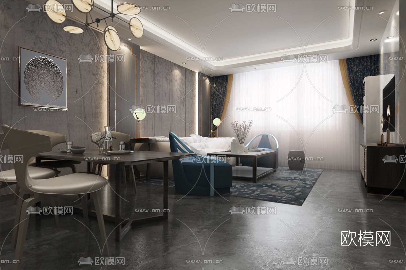 新中式样板间免费3d模型