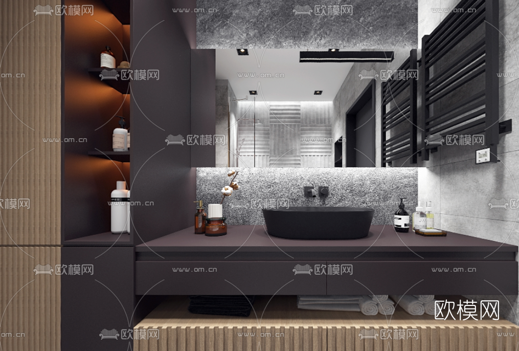 现代简约卫生间浴室vr全景3d模型