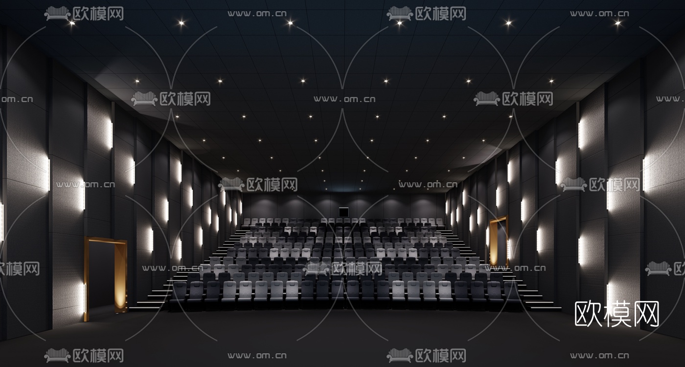 现代电影院放映厅3d模型下载