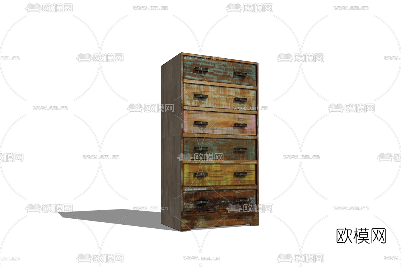 现代实木斗柜免费su模型下载