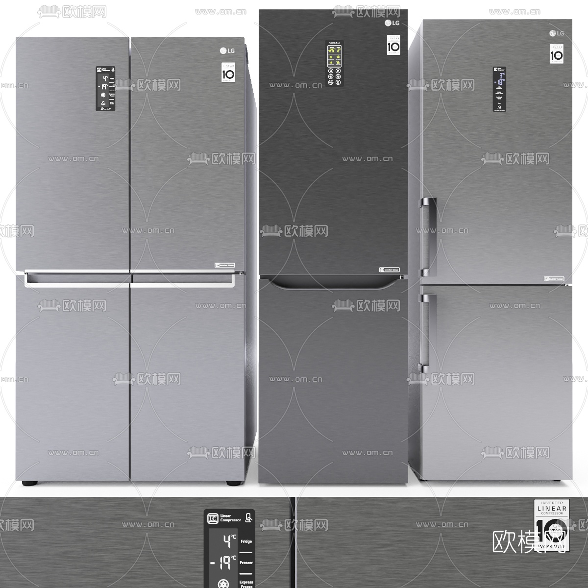 现代LG冰箱组合3d模型