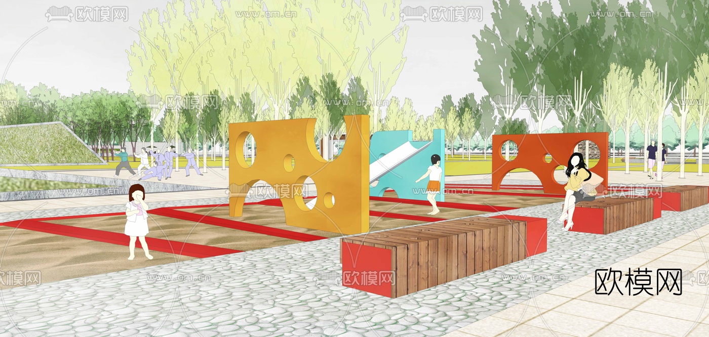 现代公园景观su模型下载（渲染图4）