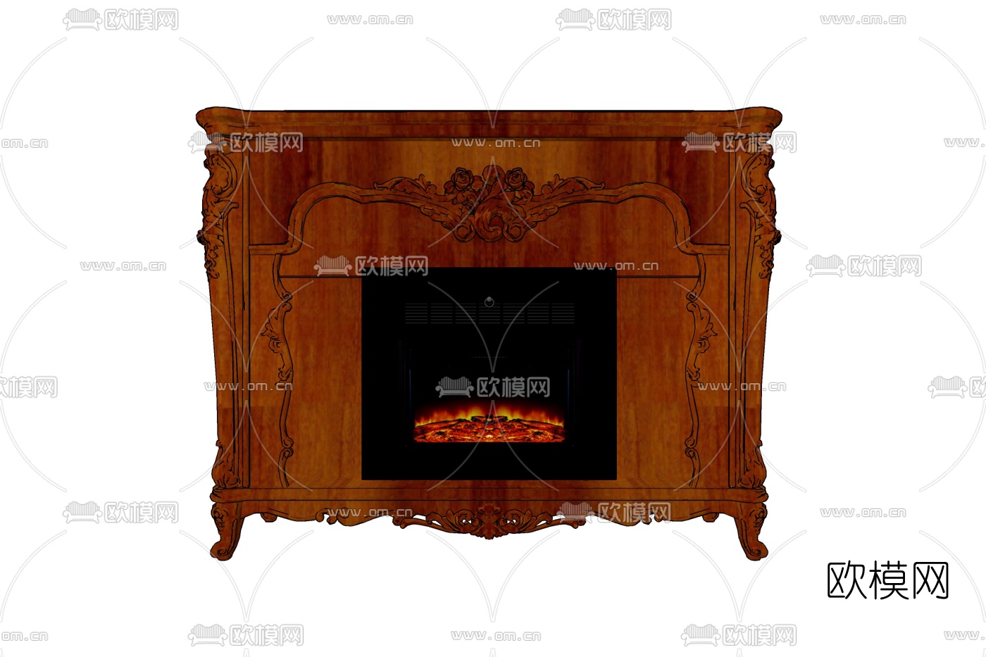 欧式实木壁炉免费su模型下载