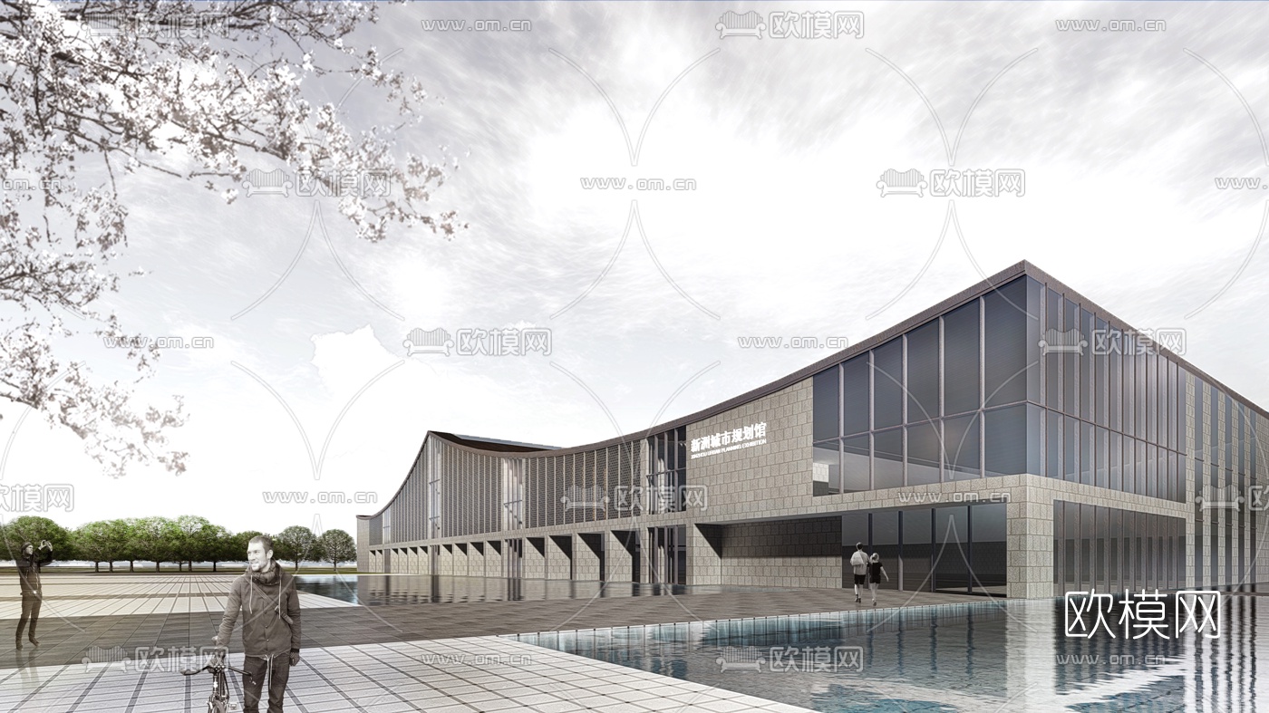 现代城市规划馆su模型下载（渲染图1）