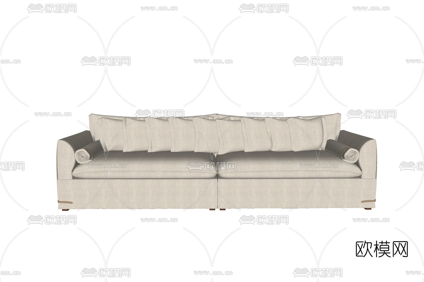 现代布艺双人沙发免费su模型下载