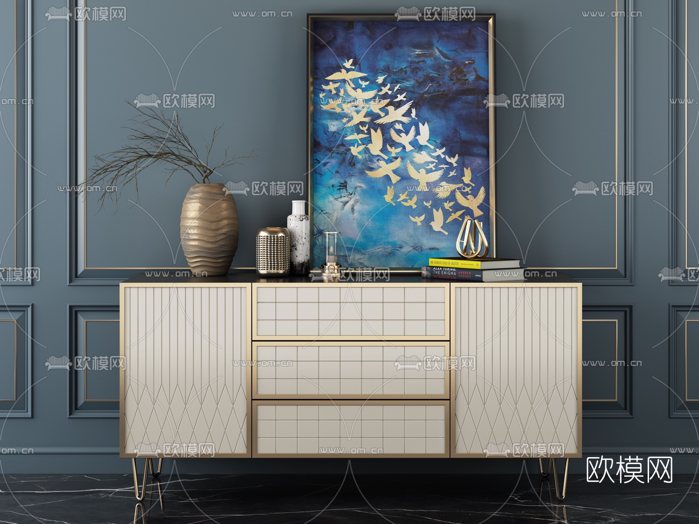现代金属端景柜3d模型