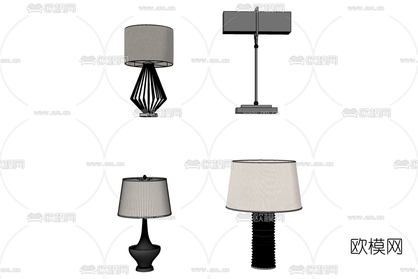 现代金属台灯免费su模型下载