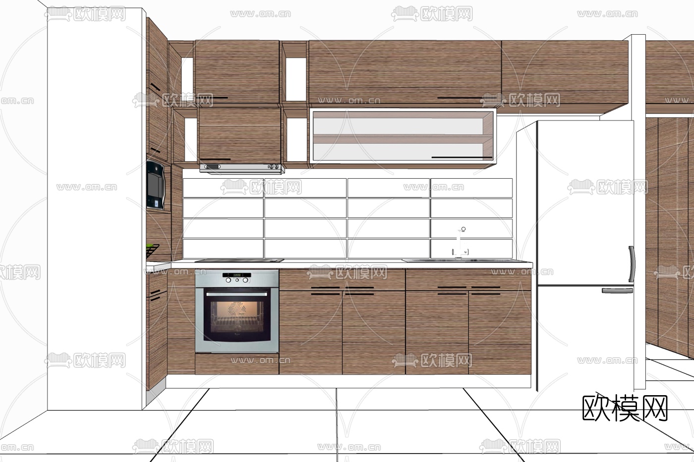 现代厨房免费su模型下载
