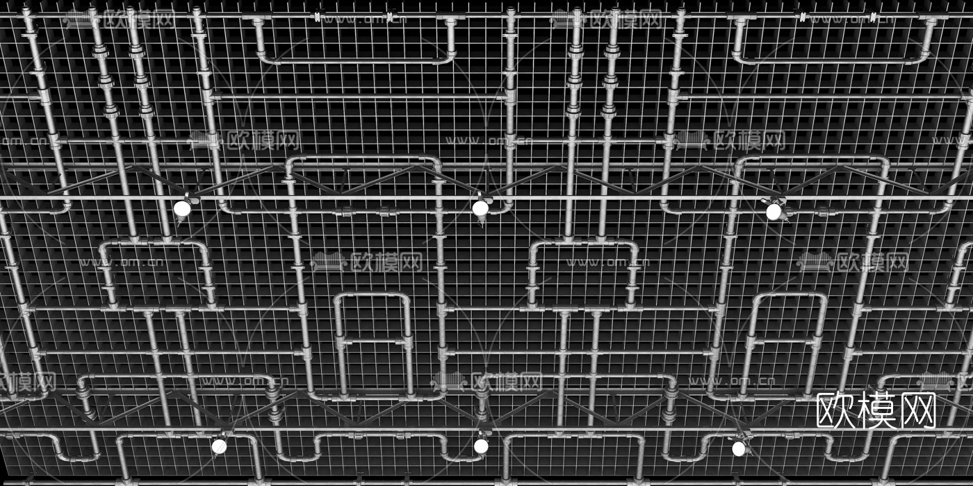 工业风管道射灯吊灯3d模型下载