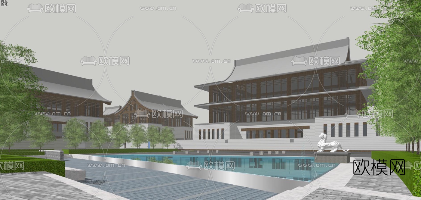 中式四合院别墅su模型