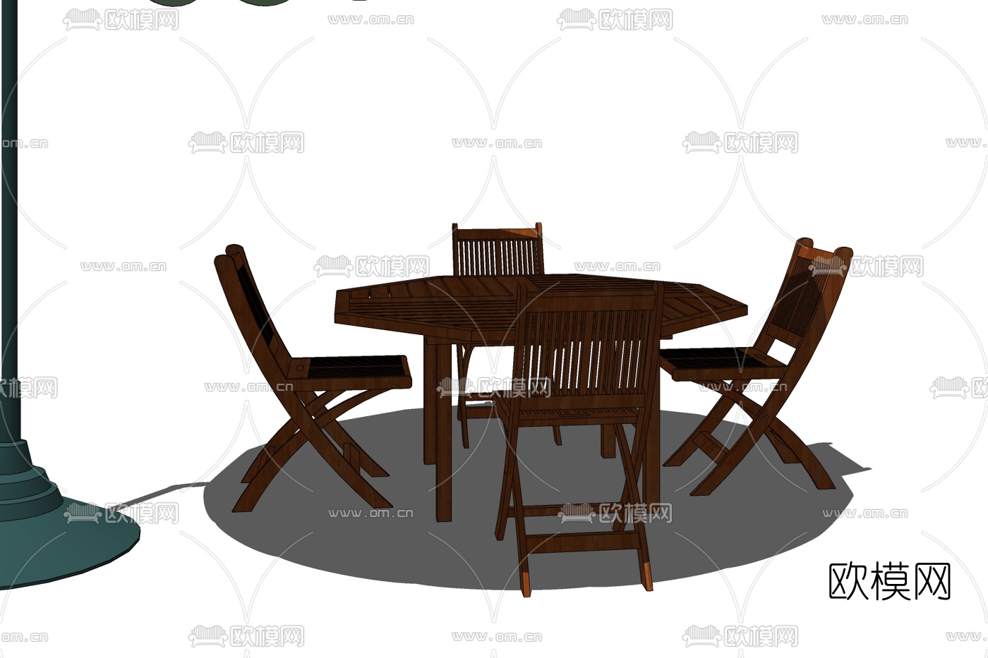 中式实木餐桌椅免费su模型下载