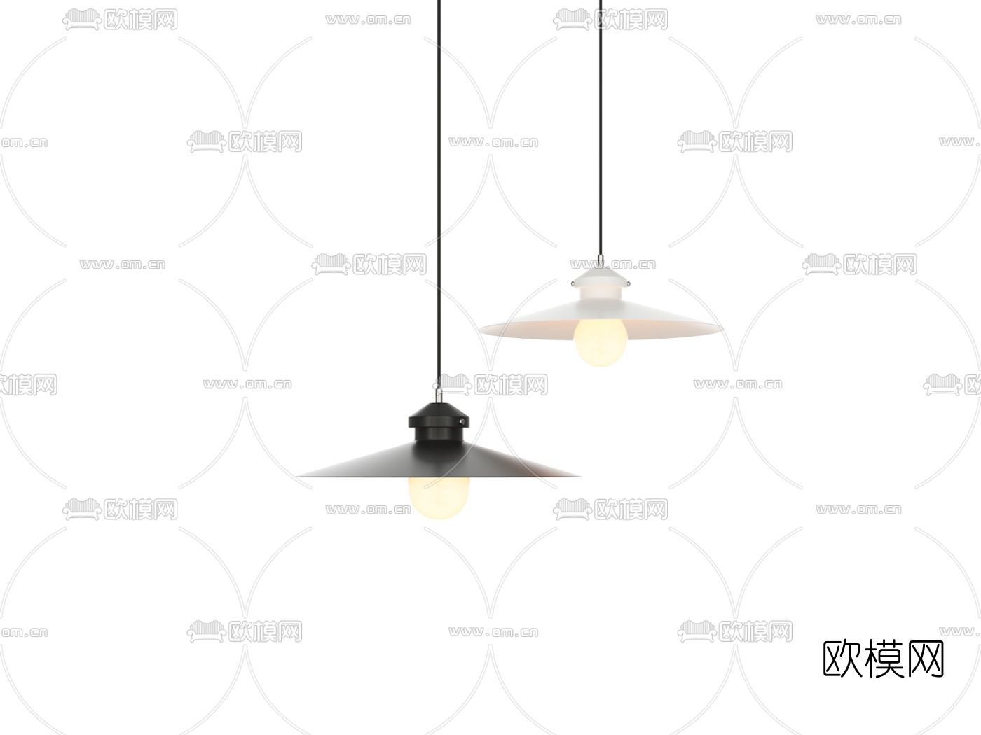 工业风铁艺小吊灯3d模型下载（渲染图4）