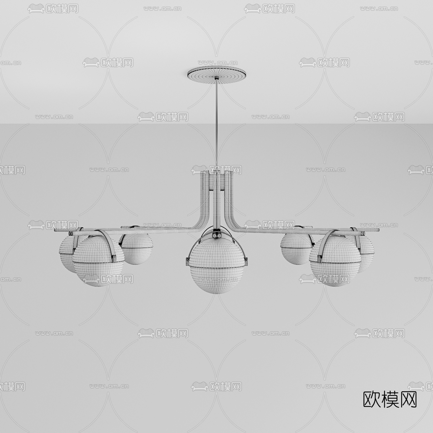 现代多头金属 吊灯3d模型