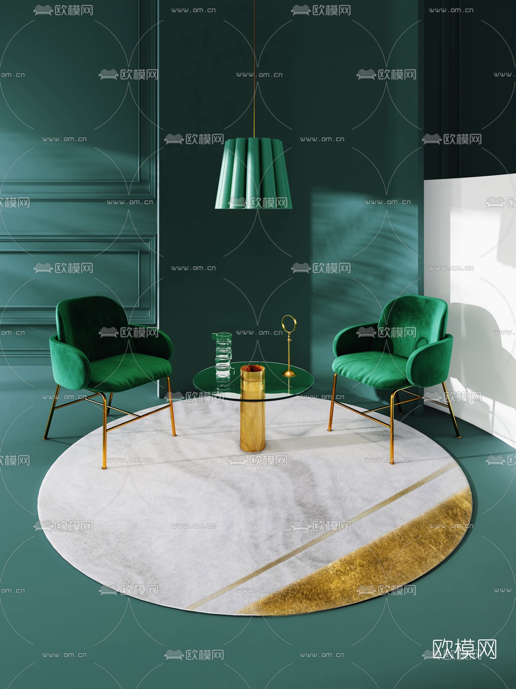 现代轻奢休闲椅3d模型下载（渲染图1）