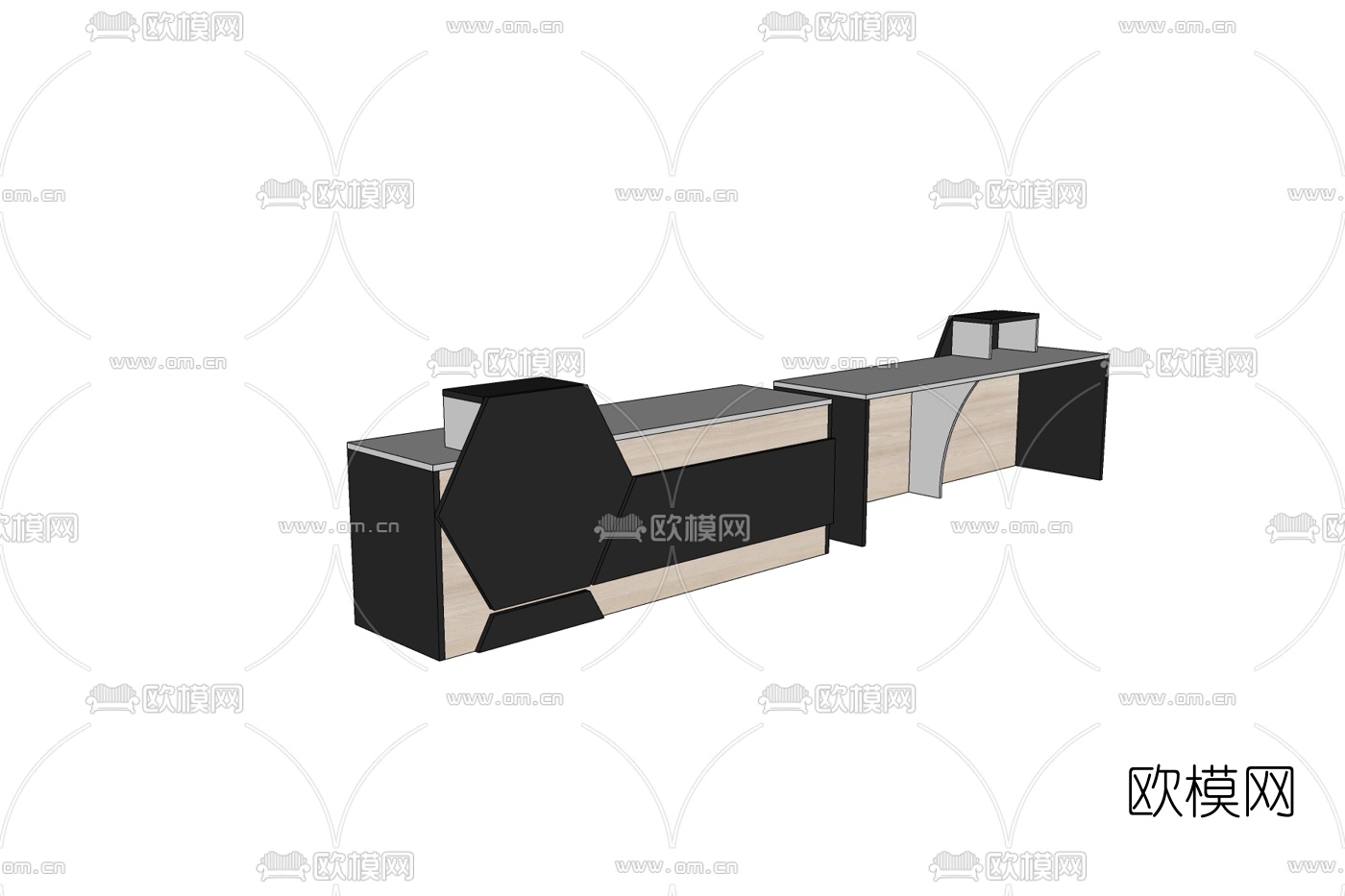 现代接待台免费su模型下载
