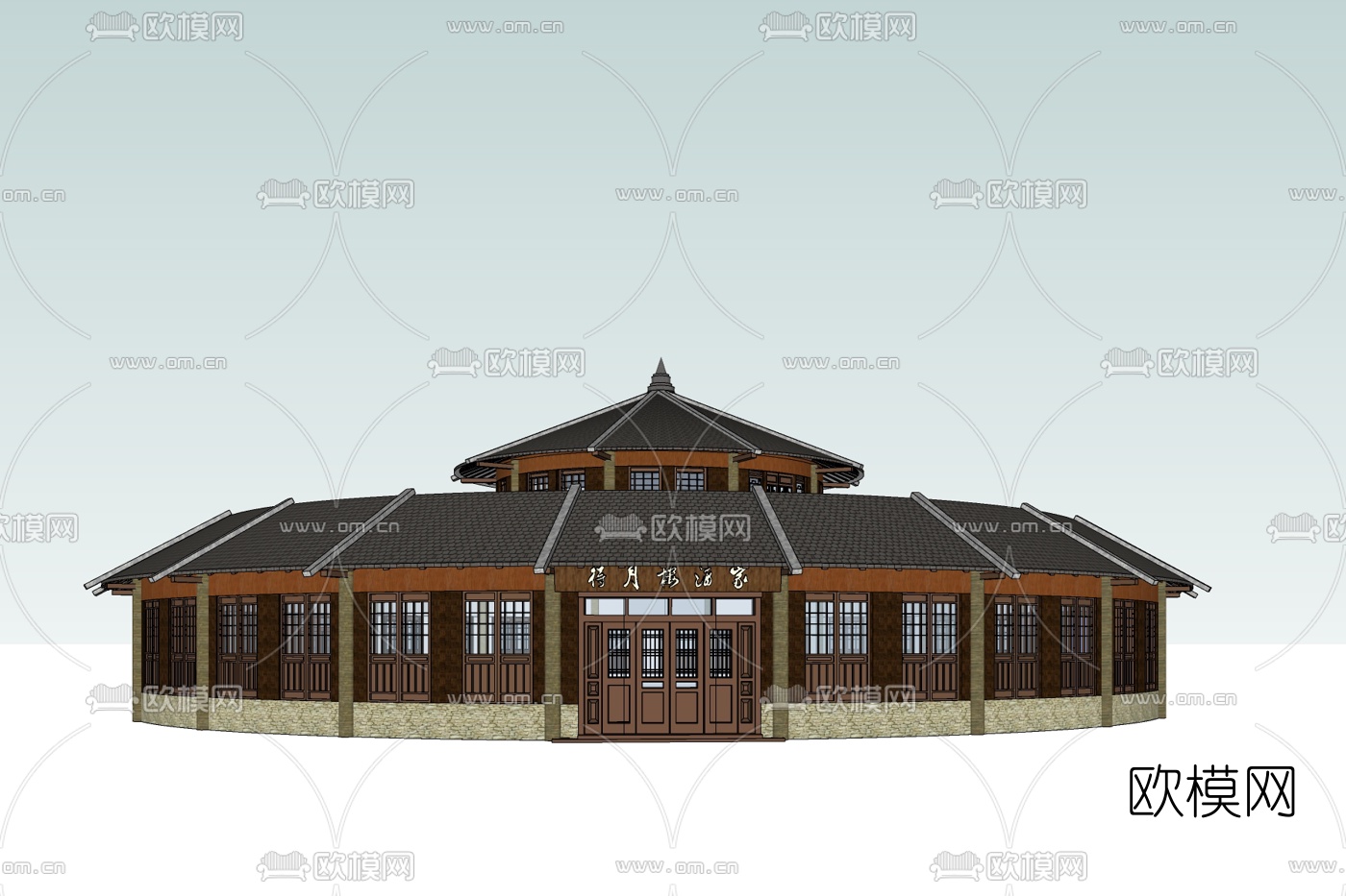 中式古建阁楼免费su模型下载