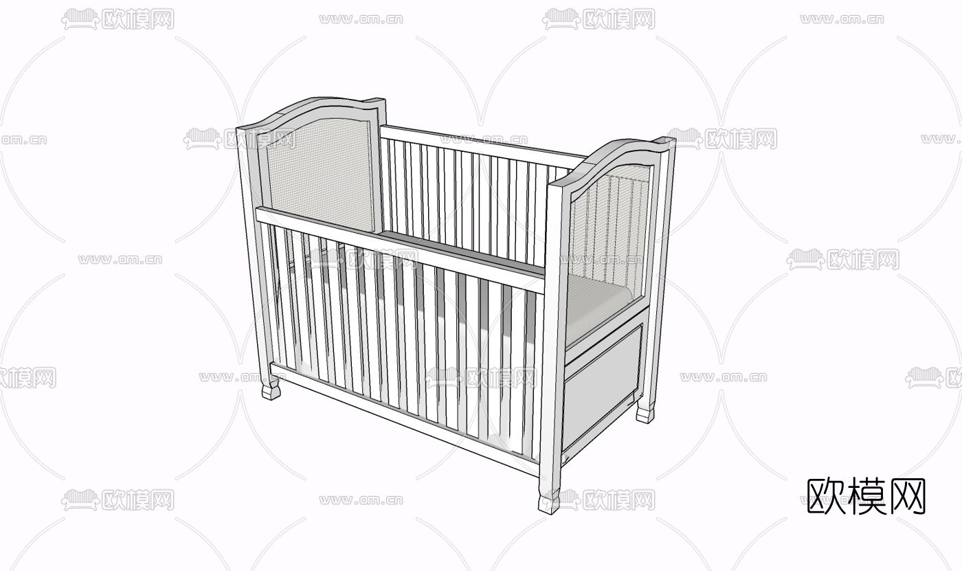 现代实木儿童床免费su模型下载