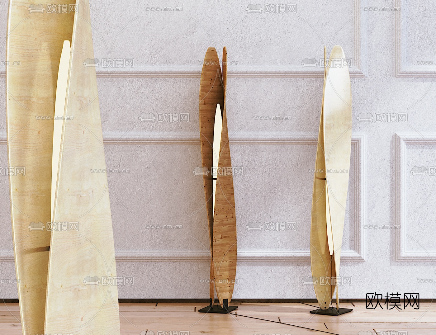 北欧原木落地灯3d模型下载