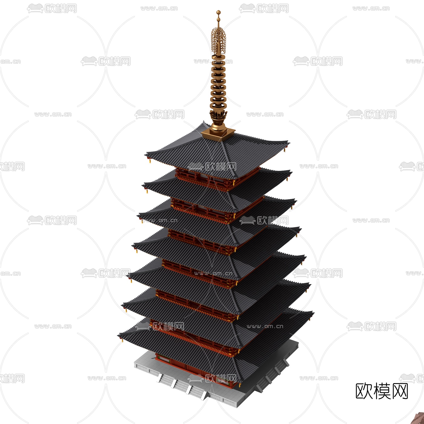 中式古建塔楼舍利佛塔3d模型
