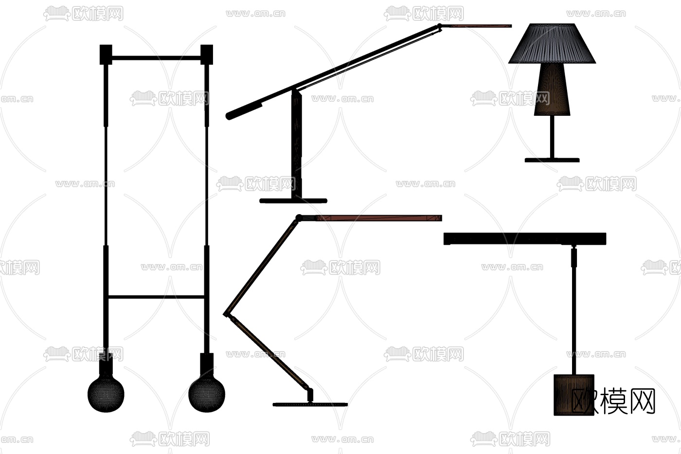 现代金属台灯免费su模型下载