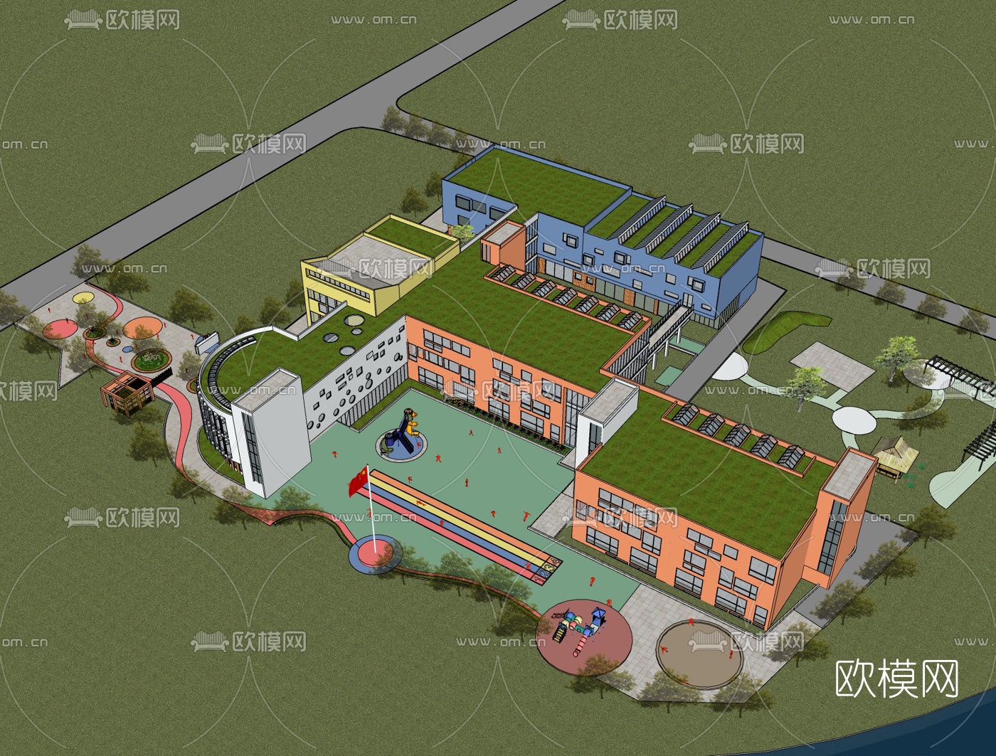 现代幼儿园免费su模型