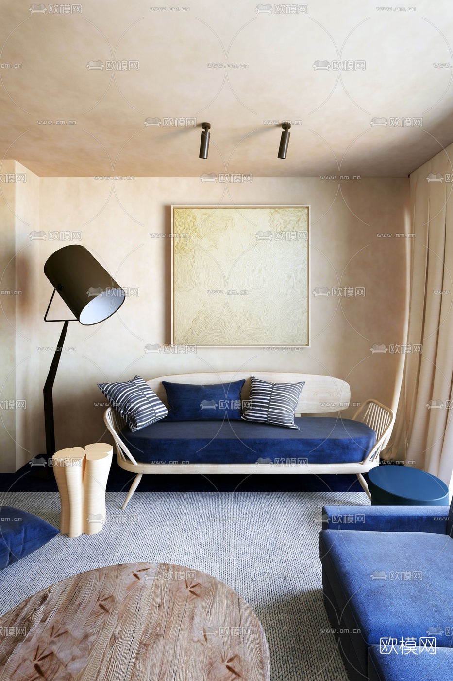 Chelsea Hing设计 北欧原木双人沙发3d模型下载