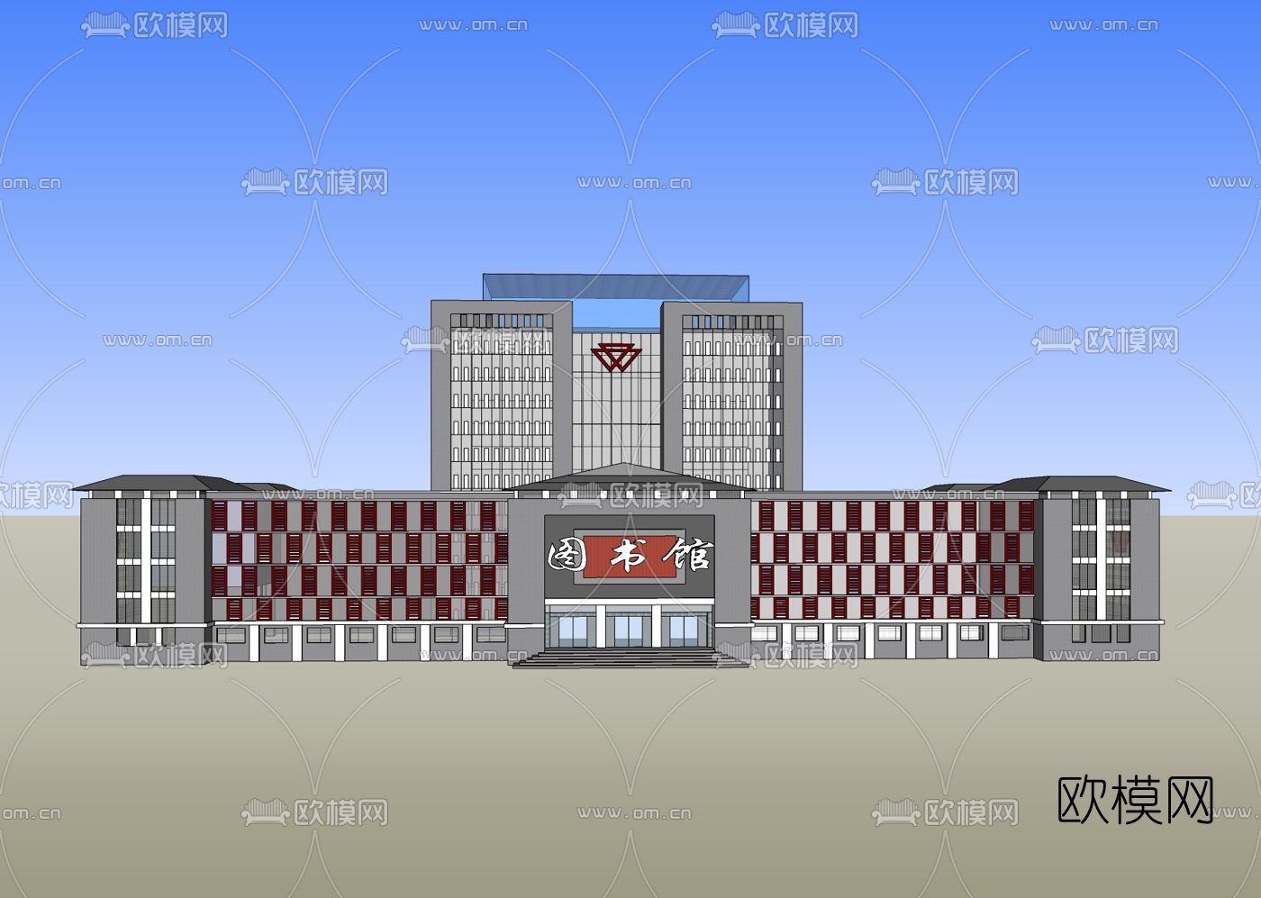 现代图书馆免费su模型