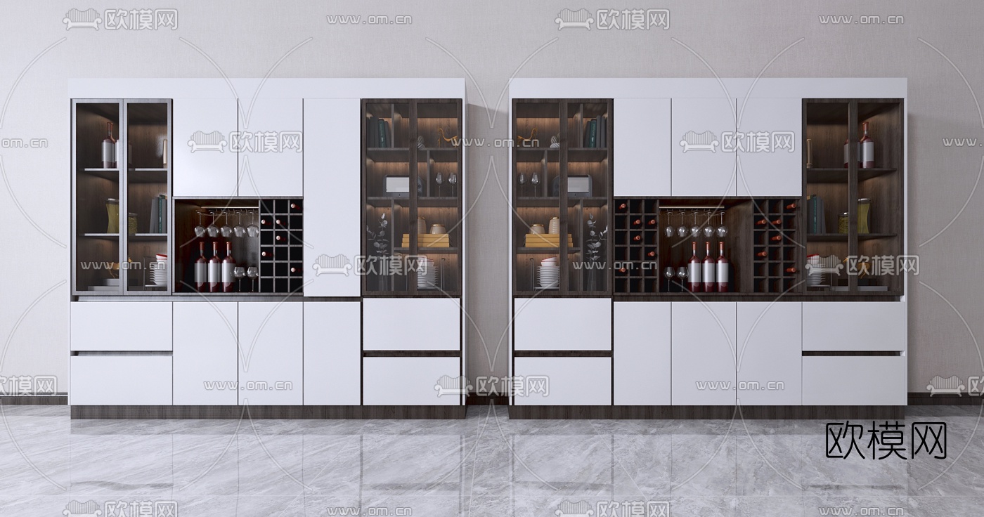 现代多功能酒柜3d模型下载