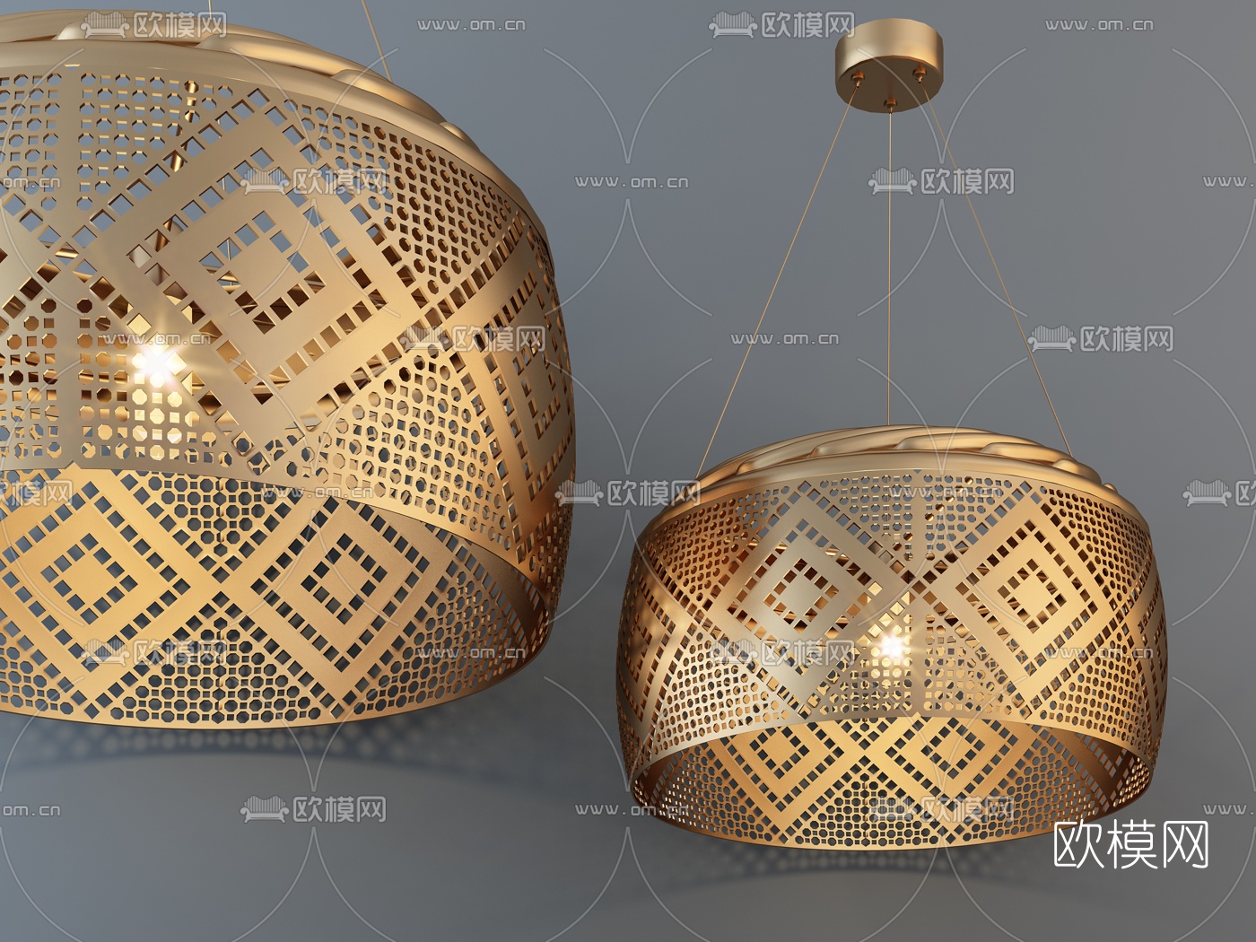 现代金属镂空吊灯3d模型-免费3dmax模型库-欧模网