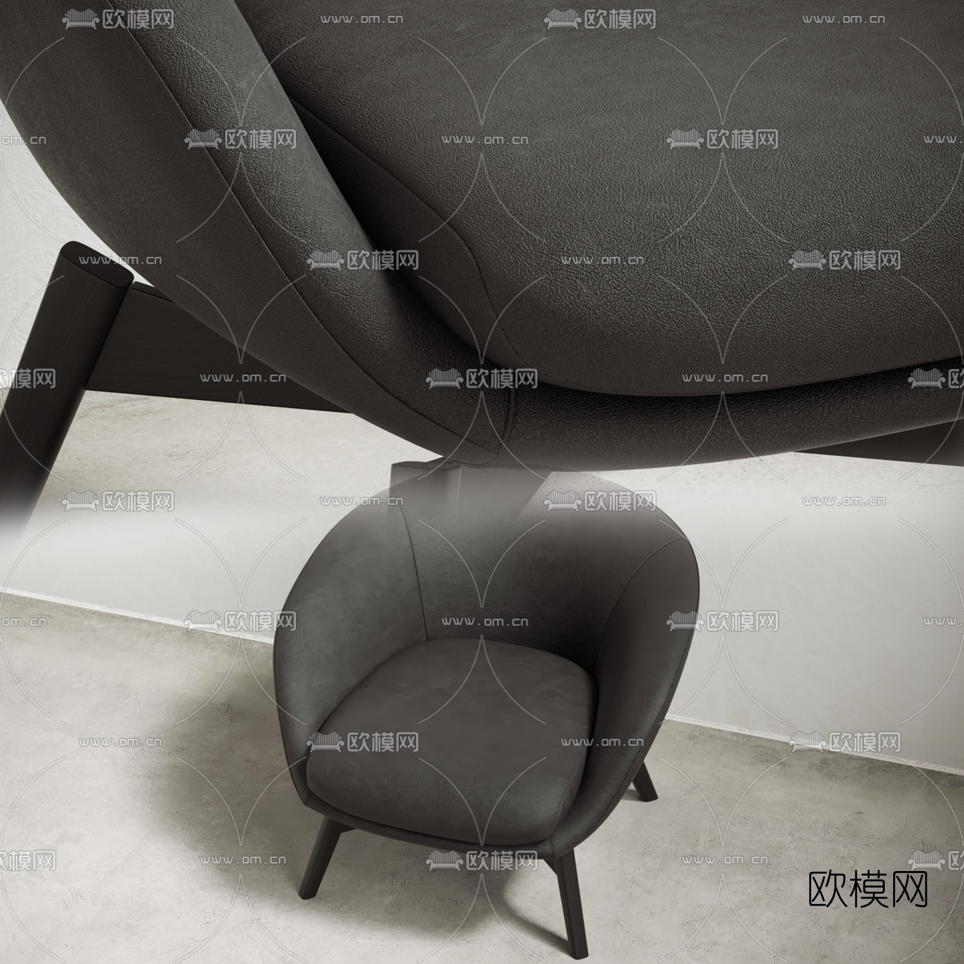 现代布艺单人沙发3d模型下载