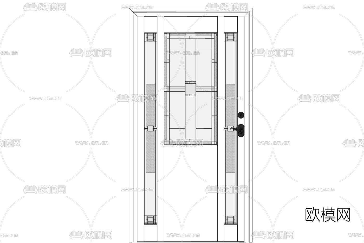 新中式大门免费su模型下载