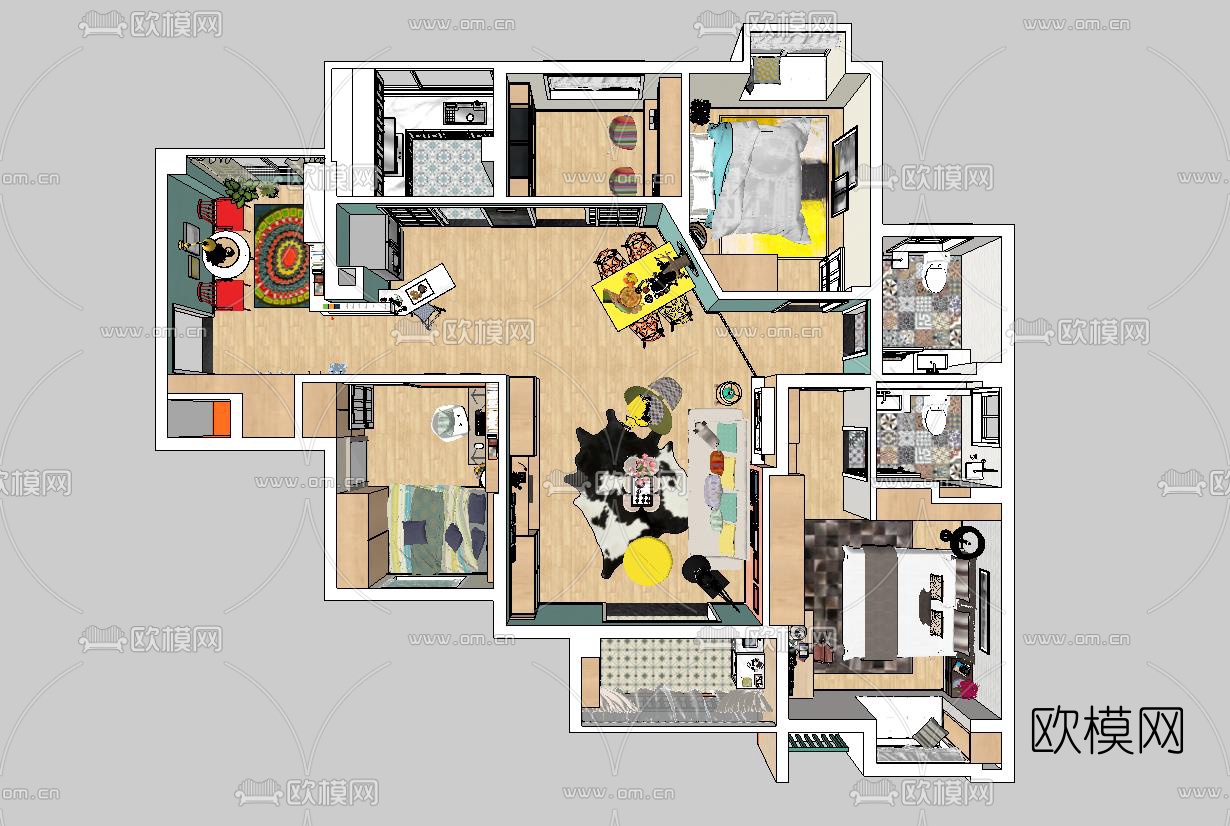 北欧公寓su模型下载（渲染图5）